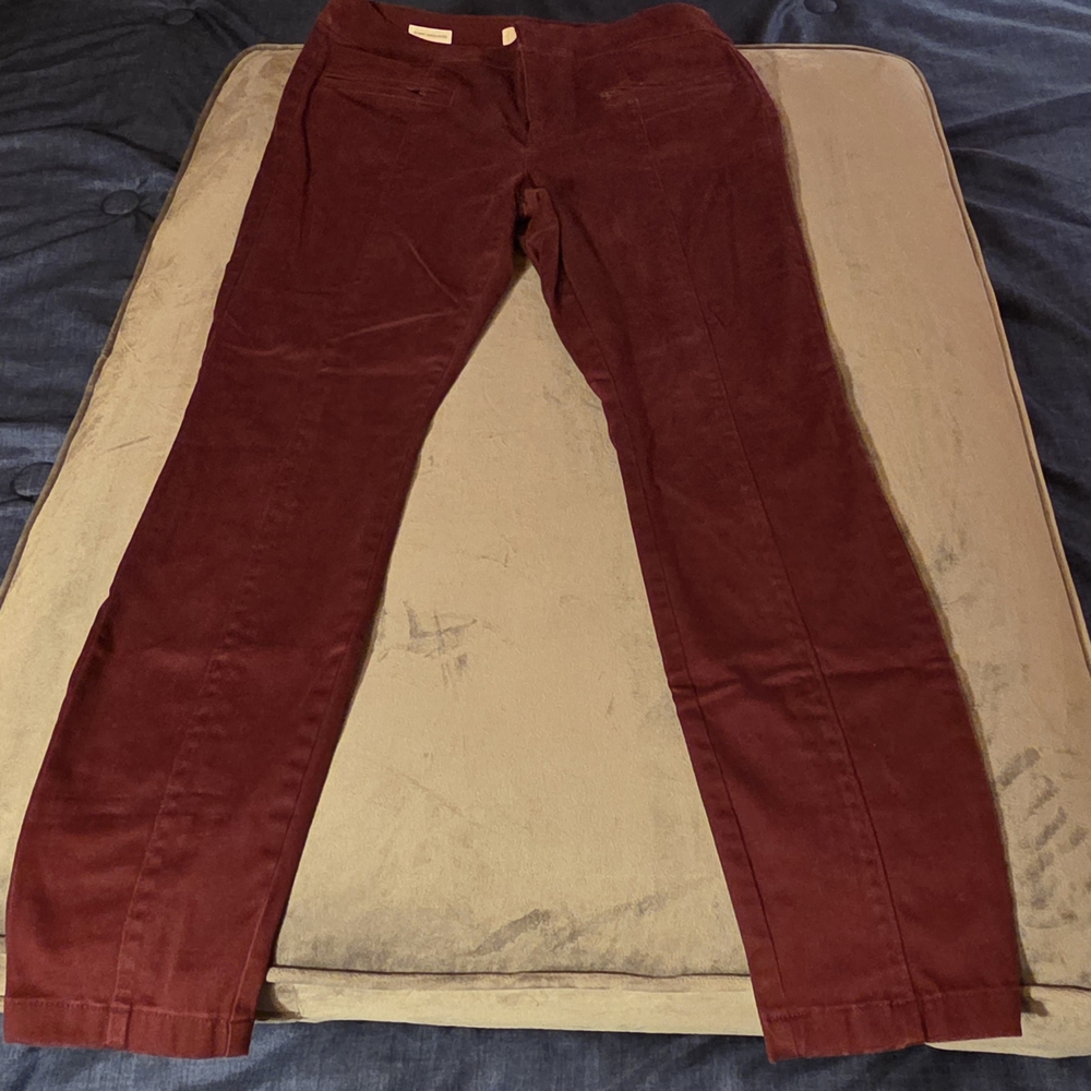 LOFT Burgundy Ankle Cropped Pants
